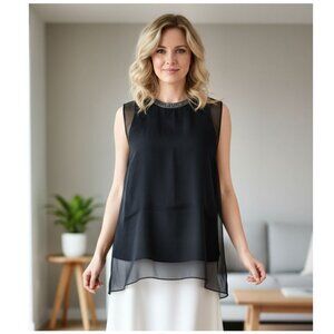 Brunello Cucinelli sheer studded detail blouse, Black Women's Size Large